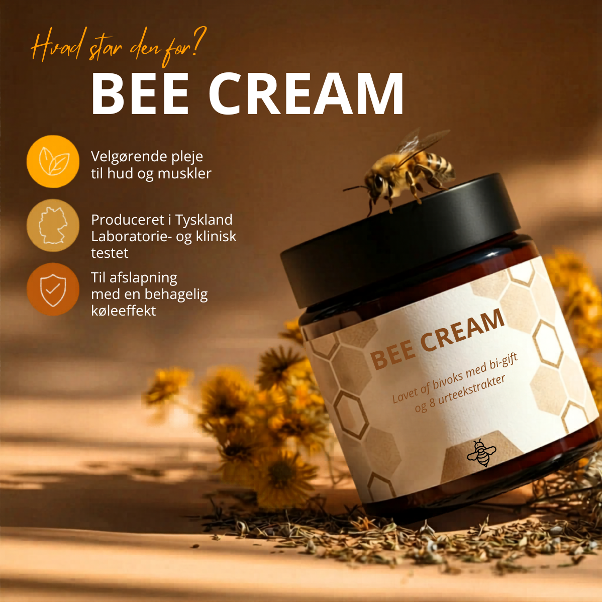 BEE CREAM -  et naturligt alternativ til ledsmertelindring, muskelafspænding og anti-aging hudpleje