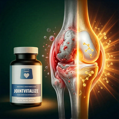 JointVitalize - Målrettet probiotisk formel til lindring af ledsmerter og stivhed. Daglig støtte til hofter, knæ og morgenstivhed.